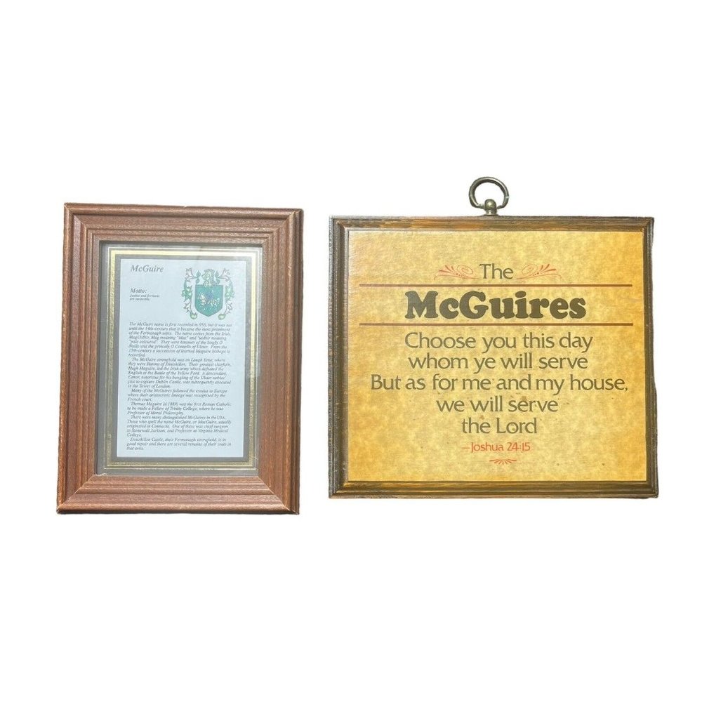 McGuire Lot‎ Of 2- Personalized Family Last Name Sign Custom Coat Of Arms Verse